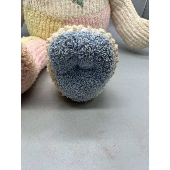 large fine toy Patchwork Chenille Stuffed Bunny Ribbon Pastel Plush animal READ - Picture 7 of 8